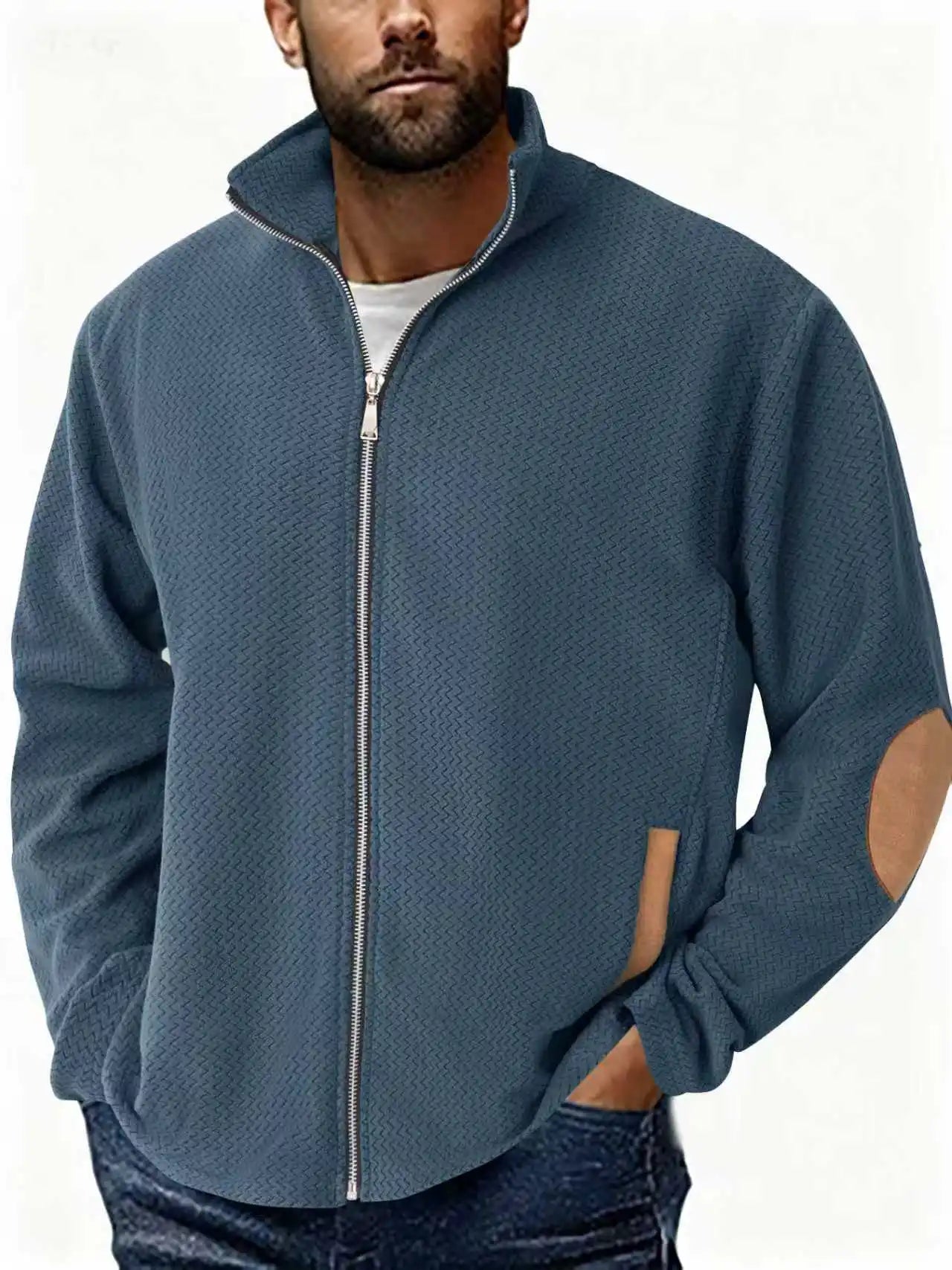 Autumn Winter Men's Stand Collar Casual Zipper Jacket  Double-Sided Fleece Warm Coat Outdoor Splice Long Sleeve Cardigan Mens