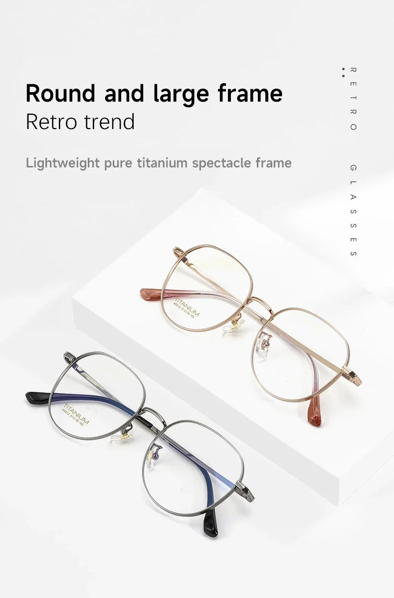 Simple Fashion Large Frame Titanium Design Women Anti-blue Light Reading Glasses Men Customized Prescription 02-K5012
