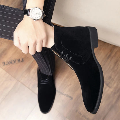 Leather Men Ankle Chelsea Boots Men Work Shoes Pointed Toe Leisure Boots for Male Casual Motorcycle Boots Botas Plus Size 38-48