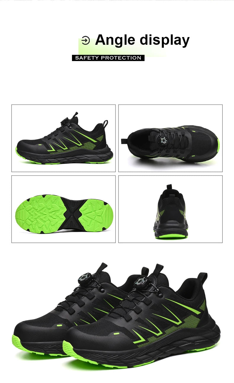 Men Safety Work Shoes Plastic Toe Safety Boots Fashion Lightweight Comfort Working Sneakers Anti-puncture Indestructible Shoes