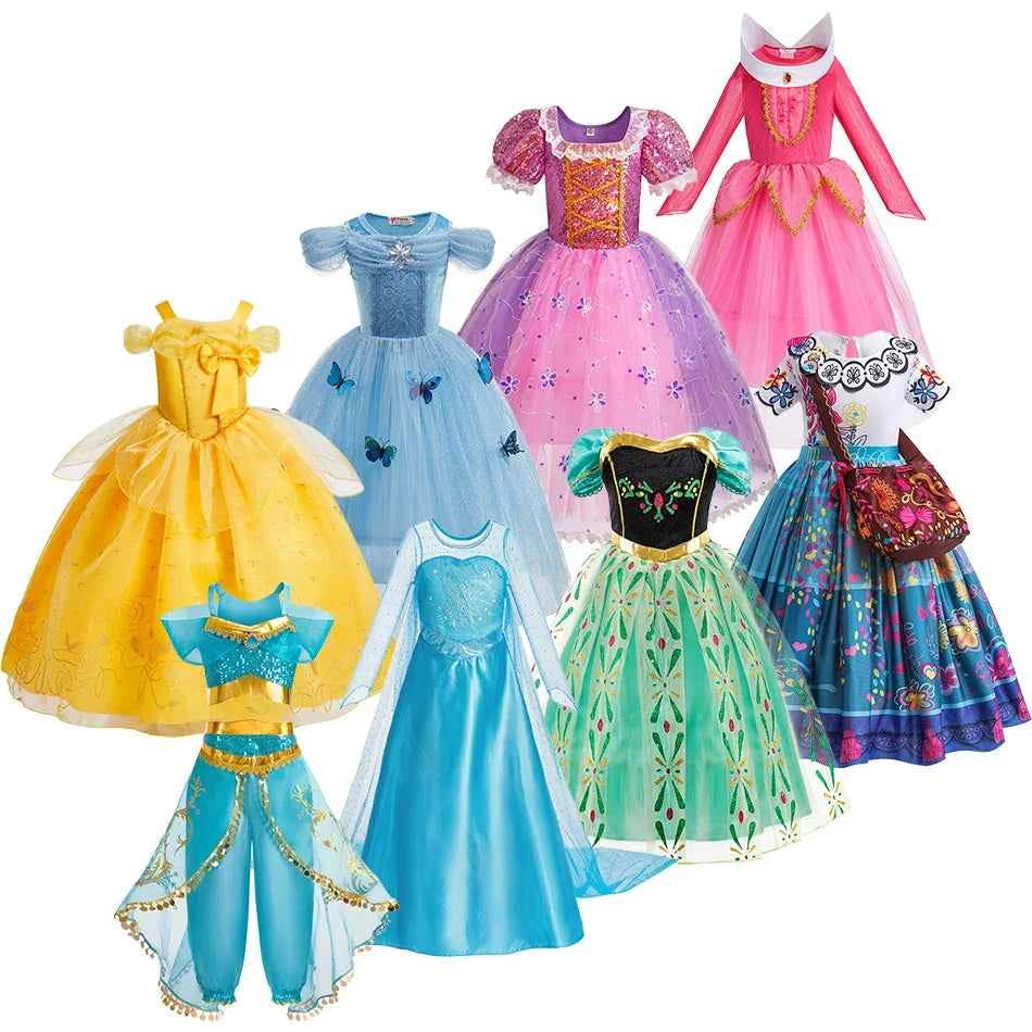 Children Princess Clothing Kids Elsa Anna Cinderella Rapunzel Party Cosplay Dresses Little Girls Christmas Halloween Dress Up