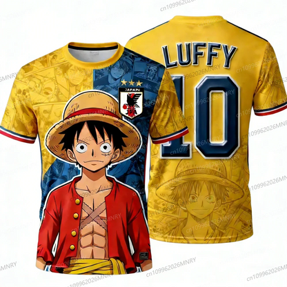 Japan One Piece Luffy Football Jersey Men T-shirt Kids Football Special Jersey Kit Adult Men's/Women's Quick-Drying Sweatshirt