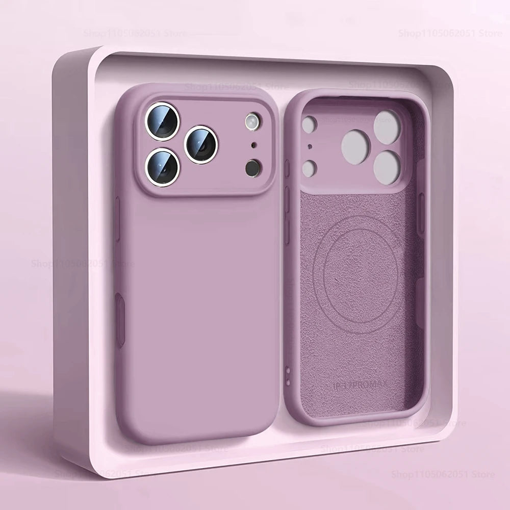 Magnetic Original Liquid Silicone Phone Case For iPhone 17 16 15 14 13 Pro Max 17Pro Air For Magsafe Wireless Cases Soft Cover
