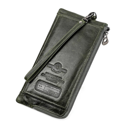2022 Men Wallet Clutch Genuine Leather Brand Rfid  Wallet Male Organizer Cell Phone Clutch Bag Long Coin Purse Free Engrave