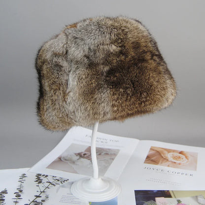 2026  Unisex Winter Russian Outdoor 100% Genuine Rabbit Fur Caps Warm Real Rabbit Fur Bomber Hat Natural Quality Rabbit Fur Hats