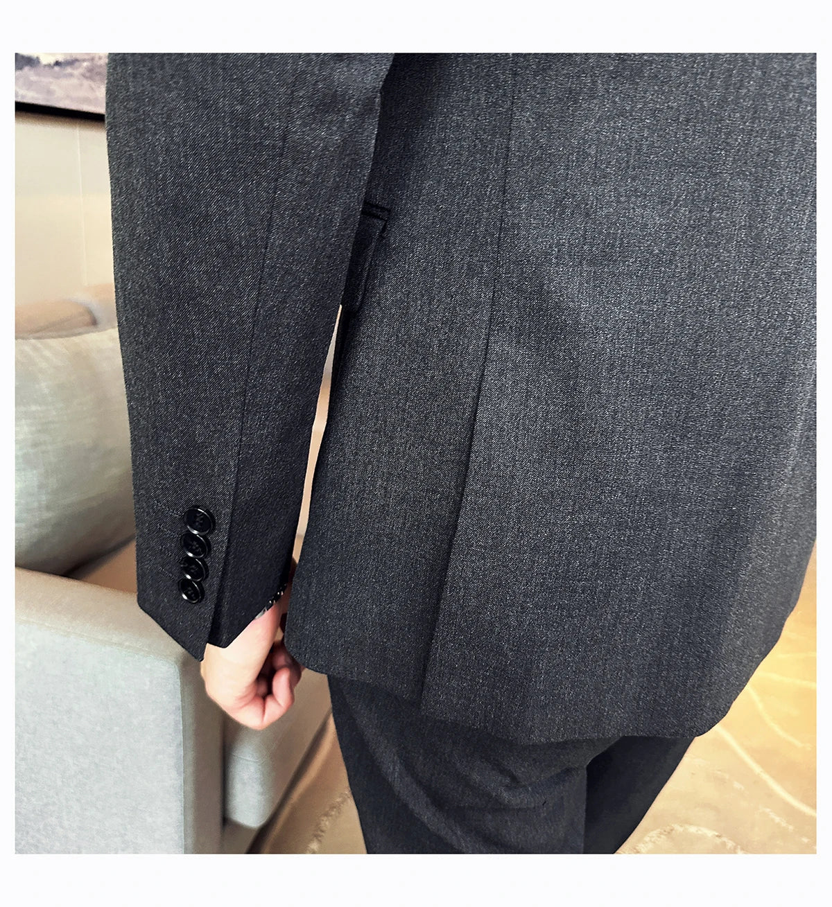 M-7XL Blazer Vest Pants High -end Brand Gray Black Men's Casual Business Double -breasted Suit Groom's Wedding Slim Men's Suit