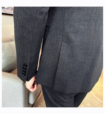 M-7XL Blazer Vest Pants High -end Brand Gray Black Men's Casual Business Double -breasted Suit Groom's Wedding Slim Men's Suit