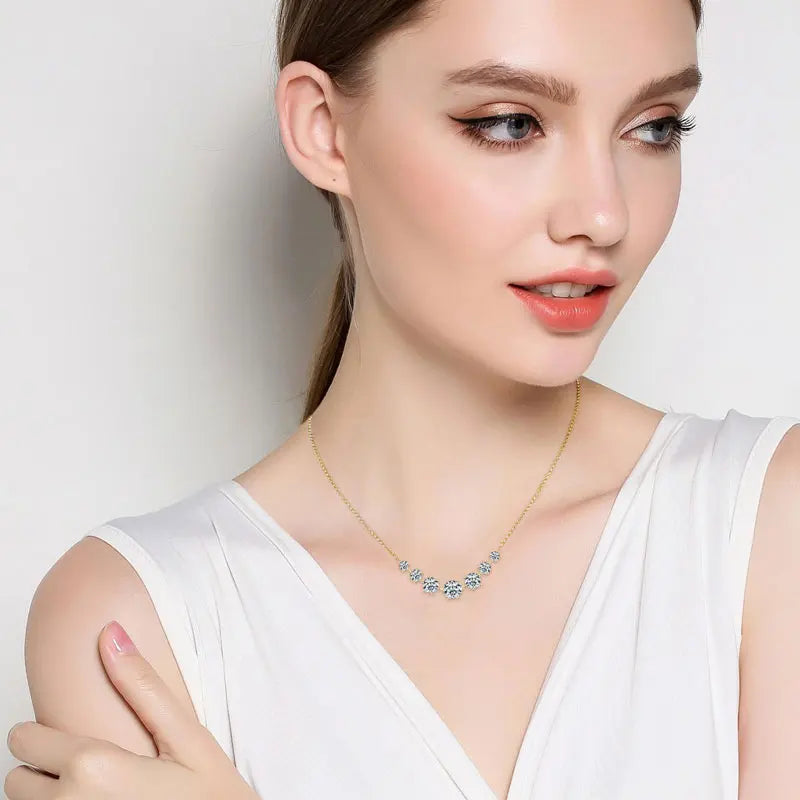 Round Cut Moissanite Smiley Curve Pendant Necklace Chains for Women Real 925 Sterling Silver Wedding Fine Jewelry Gifts