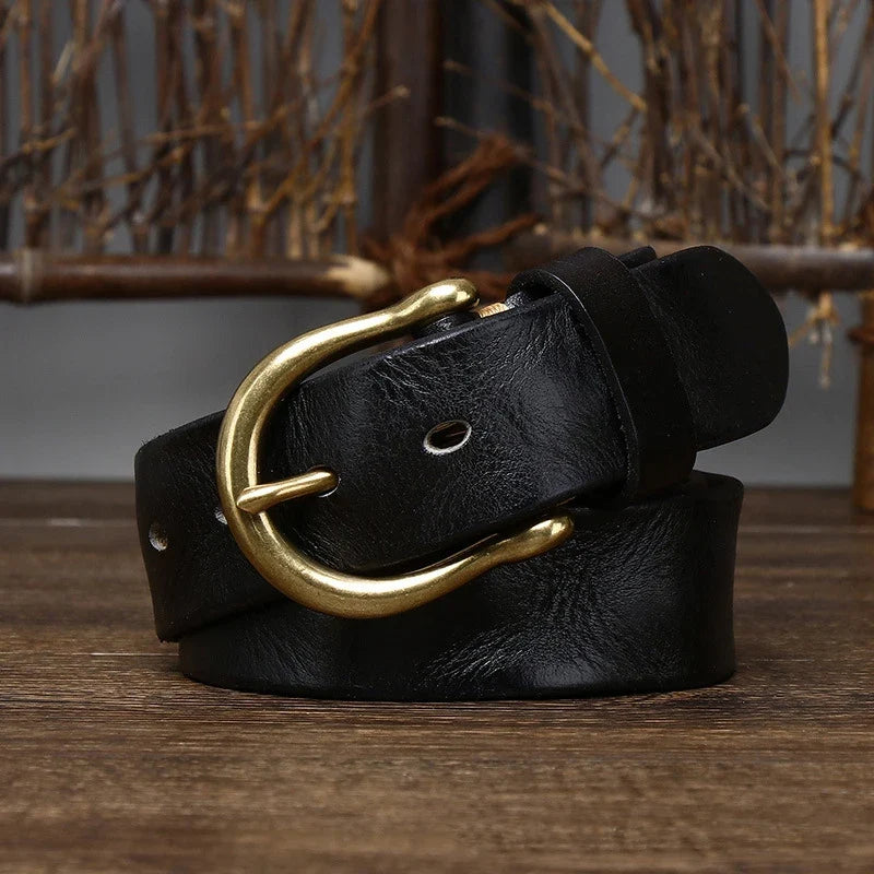 3.8CM Men High Quality Genuine Leather Belt Luxury Designer Belts Pure Cowskin Fashion Waistband Strap Male Jeans for Man Cowboy