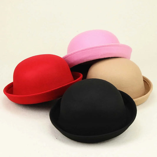 Outdoors Adult Children Flat-Top Fashion Winter Hat Fedora Vintage Women Children Trendy Wool Felt Floppy Hats For Girls Women
