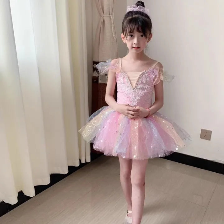 Summer Ballet Dress Girl Dance Costumes Ballet Leotards Casual Kids Dresses Tutu Ballerine Girls Clothes Vestidos Children's Day