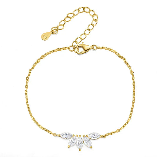 Bracelets 5 pierres en moissanite taille marquise 3*6mm pour femmes, chaîne réglable de luxe originale en argent sterling 925 véritable