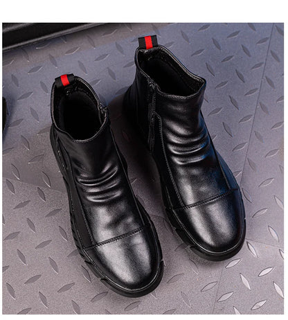 Fashion 2025 Black Leather Safety Work Shoes for Men Indestructible Steel Toe Cap Anti Nail Anti Slip Male Boots Footwear