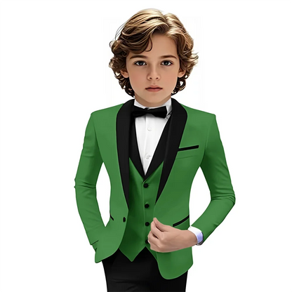 Boys Shawl Lapel Suit Set 3 Pieces Host Costumes,Formal Smart Slim Fit Suits For Kids,Plus Size Tuxedo Party Outfit 2-20T