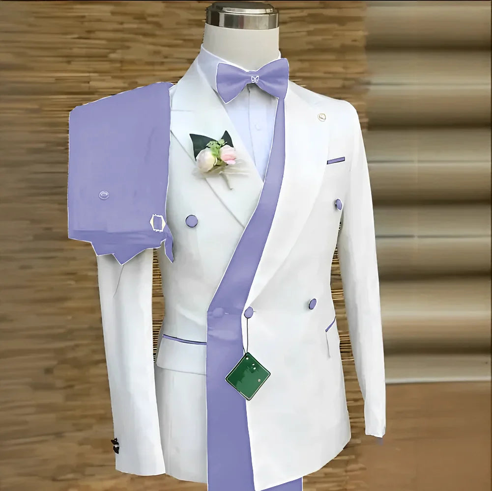 Bespoke Custom White Black Wedding Suit For Men New Design Slim Fit Groom Best Man Wedding Tuxedo Formal Prom Wear 2 Pieces Set