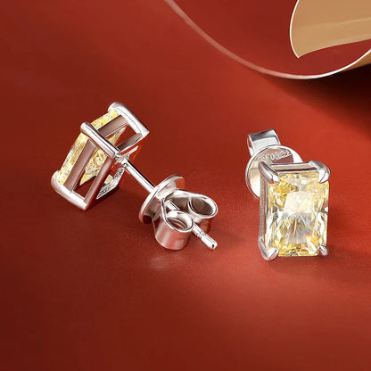 100% 925 Sterling Silver Sparkling 5*7mm Yellow Zircon High Carbon Diamond Stud Earrings For Women Party Fine Jewelry Gift