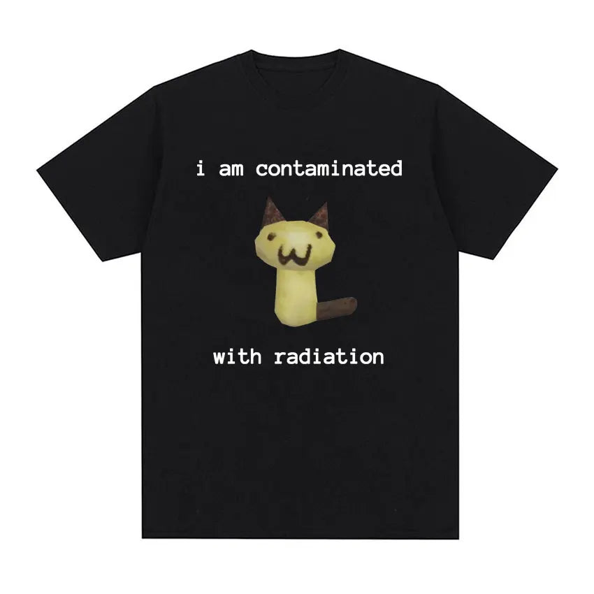 I Eat Cement Cursed Cat Funny Meme T Shirt for Men Women Fashion Casual Short Sleeve T Shirts Male Oversized Cotton T-shirt Tops