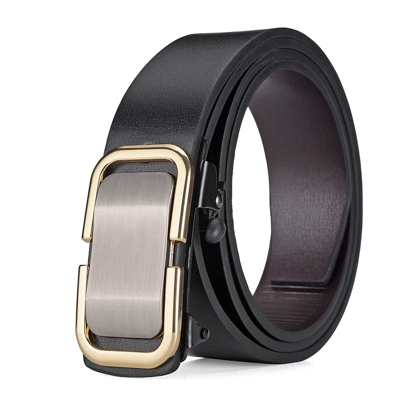 Personalized Men's Business Alloy Automatic Buckle Belt With Casual Pants And Shorts Accessories Fashionable Men's Birthday Gift