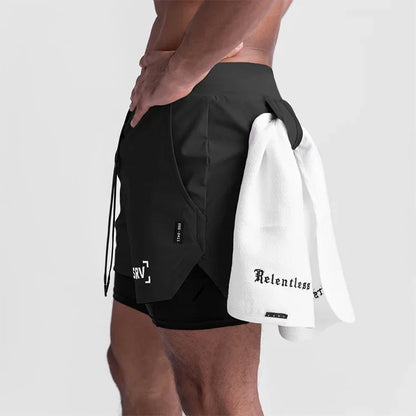 Mens Quick Dry 2 in 1 Double-deck Shorts Gym Fitness Basketball Jogger Short Pants Summer Sports Workout Bottoms Sweatpants