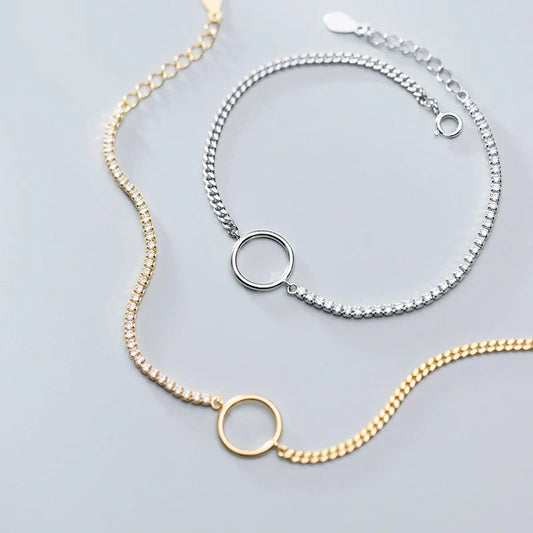 Bracelet de luxe éblouissant en zircon creux pour femmes, en argent sterling 925, avec maillons géométriques, bijou fin
