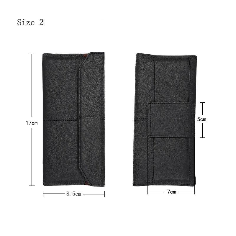 Genuine Leather Slim Phone Pouch Case For iphone 14 13 12 Pro Max Samsung S23 S22 Ultra Belt Clip Holster Cover Bag 4.7-7.2 inch