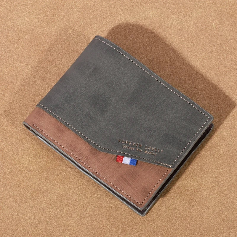 Men's high-capacity leather wallet, small multi slot photo wallet for coins, vintage wallet