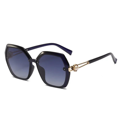 Fashion Large Frame Ladies Hollow Out Clover Inlay Women Polarized Sunglasses Drive Outdoors Sun Protection UV400 Sun Glasses