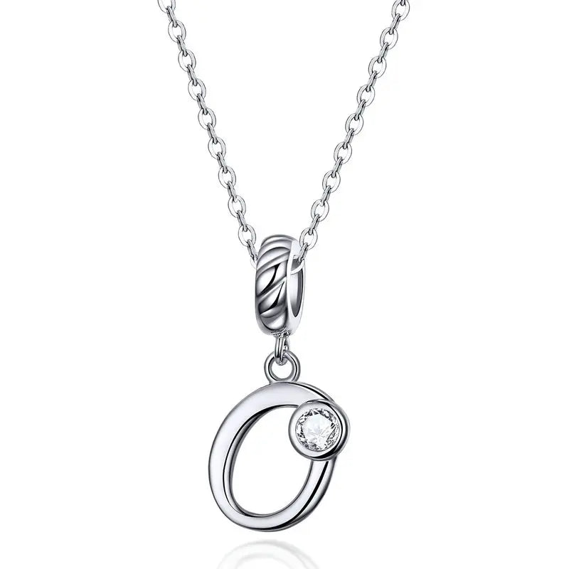925 Sterling Silver Vintage Letter A to Z Pendant Necklace Initial Long Chain Necklace Platinum Plated Women Fine Jewelry