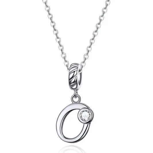 925 Sterling Silver Vintage Letter A to Z Pendant Necklace Initial Long Chain Necklace Platinum Plated Women Fine Jewelry