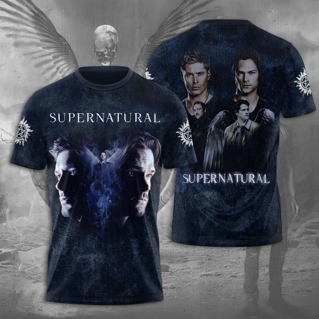 Summer Supernatural TV Series 3D Printing Tshirt Fashion Men Women Harajuku Short sleeve O-neck Tee Top Oversized Clothing