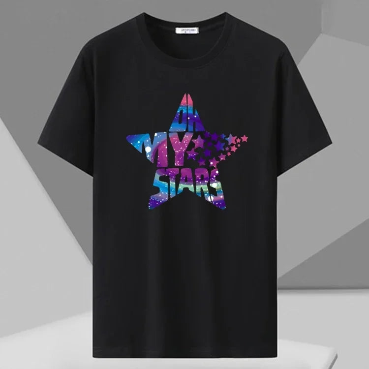 Men T-shirt Printed Tee Plus Size 110-180kg 5XL 6XL 7XL Black T Shirts Round Neck Short Sleeve Oversized Tops Big Size Clothing