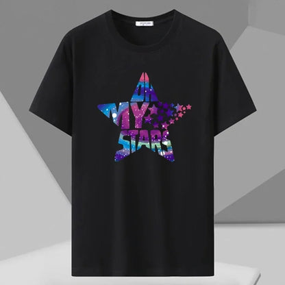 Men T-shirt Printed Tee Plus Size 110-180kg 5XL 6XL 7XL Black T Shirts Round Neck Short Sleeve Oversized Tops Big Size Clothing