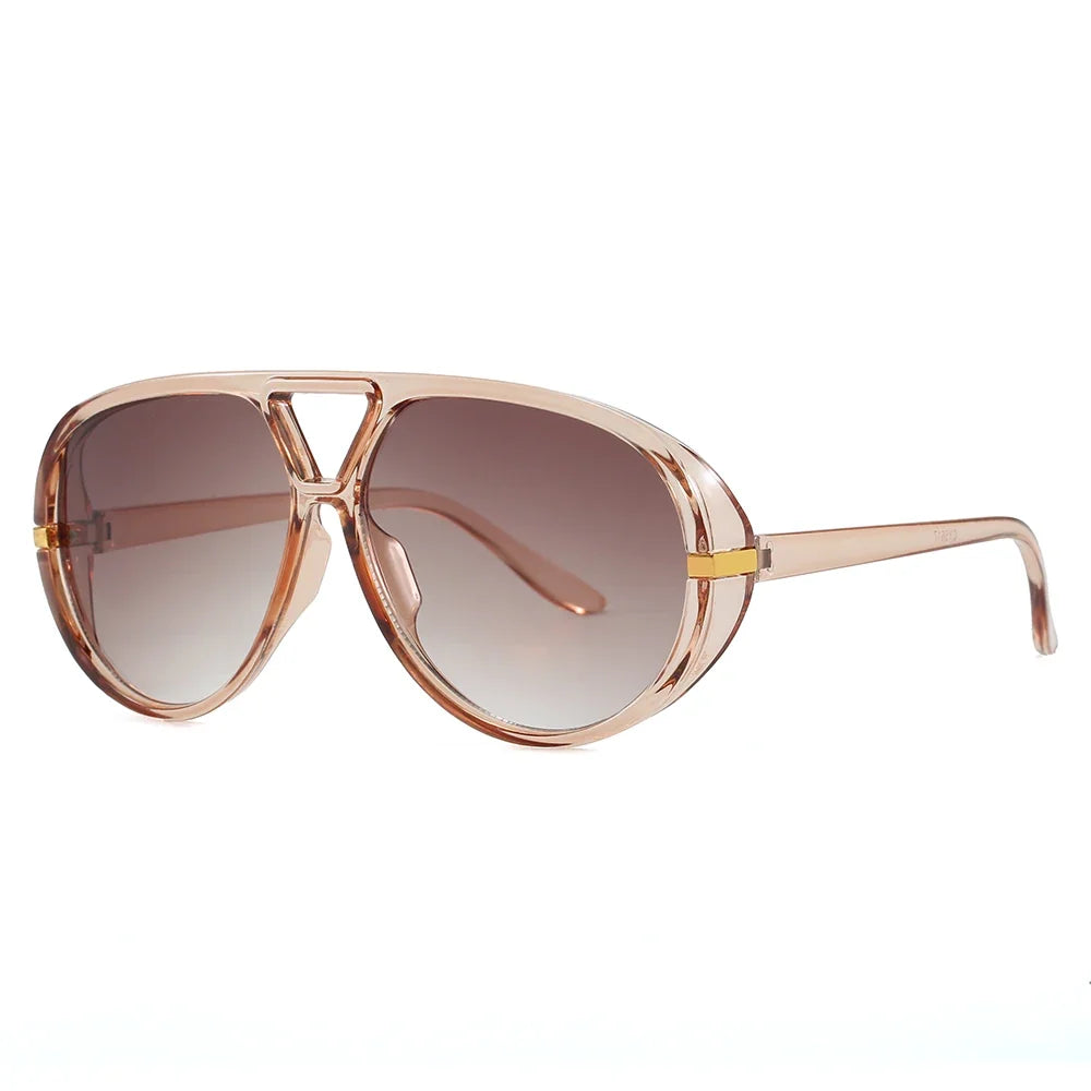Cycling Trendy Women Square Twin Bridge Pilot Sunglasses New Luxury Designer Shades Outdoor Driving Travel Female Sun Glasses