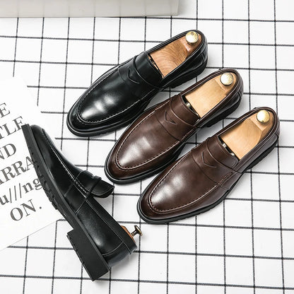 Mens Casual Leather Breathable Business Designer Brand Office Loafers Formal Classic Smile Footwear Dress Shoes for Men Flats 48