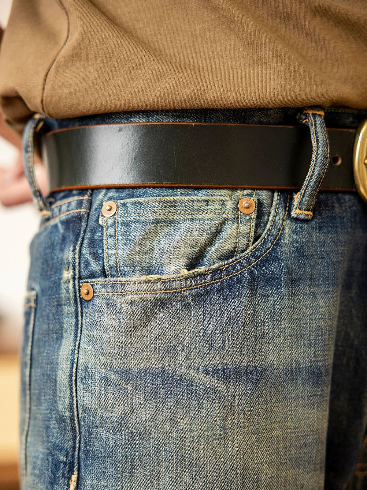 Good Quality  Washed Slim Fitting Denim Pants 100% Cotton Heavy Thick Jean 14oz