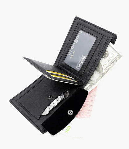 2025 New Male Short Bifold Zipper Card Holder Purse Slim Men's Wallets Simple Coin Pocket High Quality PU Leather Men Money Bag