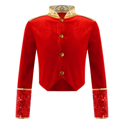 Kids Girls Boys Drum Major Costume Marching Band Uniform Ringleader Drummer Halloween Cosplay Performance Prince Costume