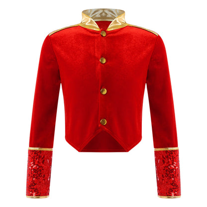 Kids Girls Boys Drum Major Costume Marching Band Uniform Ringleader Drummer Halloween Cosplay Performance Prince Costume