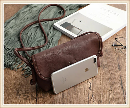 Handmade Retro Soft Cow Leather Women Bag 2026 New Simple Solid Color Shoulder Bags Leisure Ladies Small Messenger Bag