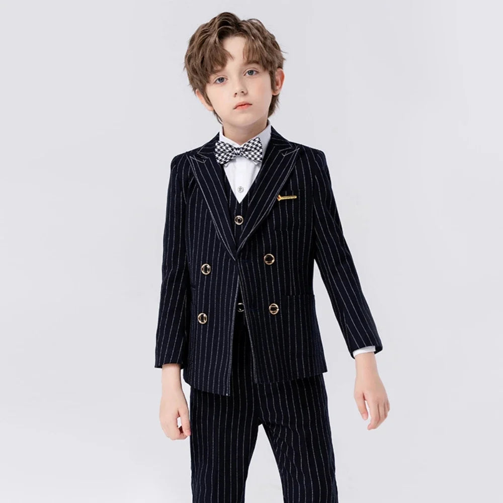 Fast Ship Formal Boys Striped Suits Piano Violin Contest Performance Handsome Smart Kids wedding Ring Bearer Outfit