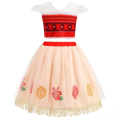 Halloween Moana Halter Dress for Girl Cosplay Moana Princess Costume Hawaii Toddler Vaiana Cute Sundress Two Piece Costume Set