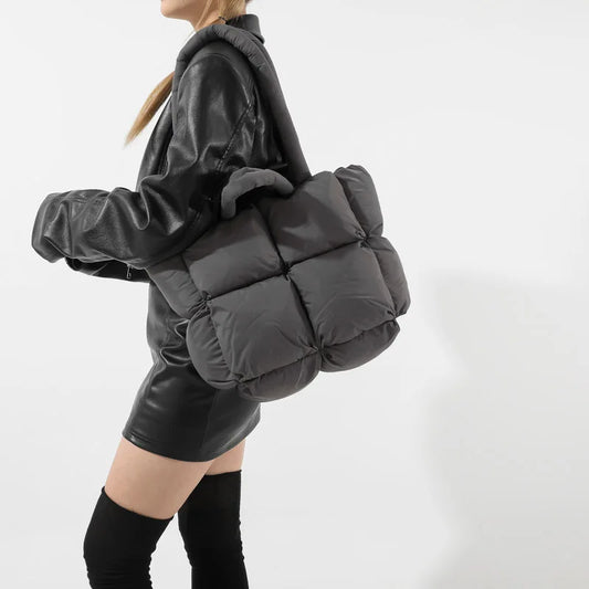 Fashion Soft Puffer Tote Bag Designer Quilted Women Shoulder Bags Nylon Padded Lady Handbags Down Cotton Warm Winter Shopper Bag