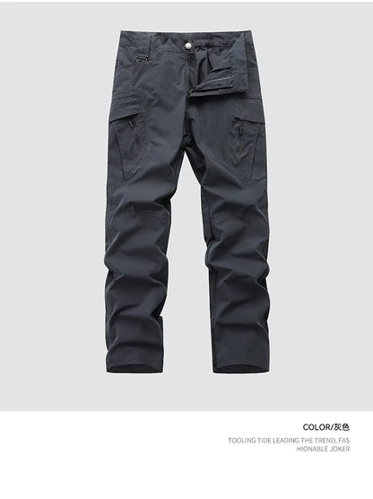 New Summer Men Thin Breathable Elastic Work Pants Outdoor Casual Sports Multi Pockets Cargo Pants Straight Tooling Trousers 3XL