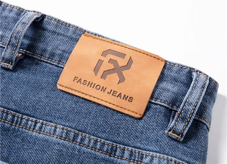 2026 New Autumn Men's Blue Straight-leg Jeans Business Casual Cotton Stretch Denim Pants Male Brand Plus Size 40 42 44