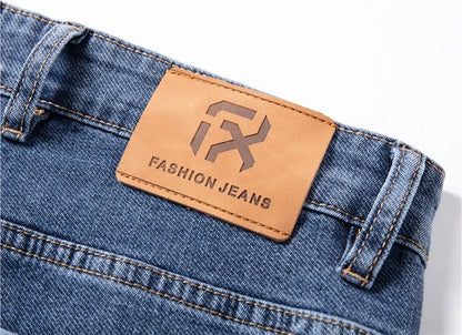 2026 New Autumn Men's Blue Straight-leg Jeans Business Casual Cotton Stretch Denim Pants Male Brand Plus Size 40 42 44