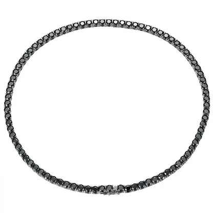 3/4/5/6.5mm Full Black Moissanite Tennis Necklace with GRA 925 Sterling Silver Lab Diamond Hiphop Necklace Jewelry for Men Women