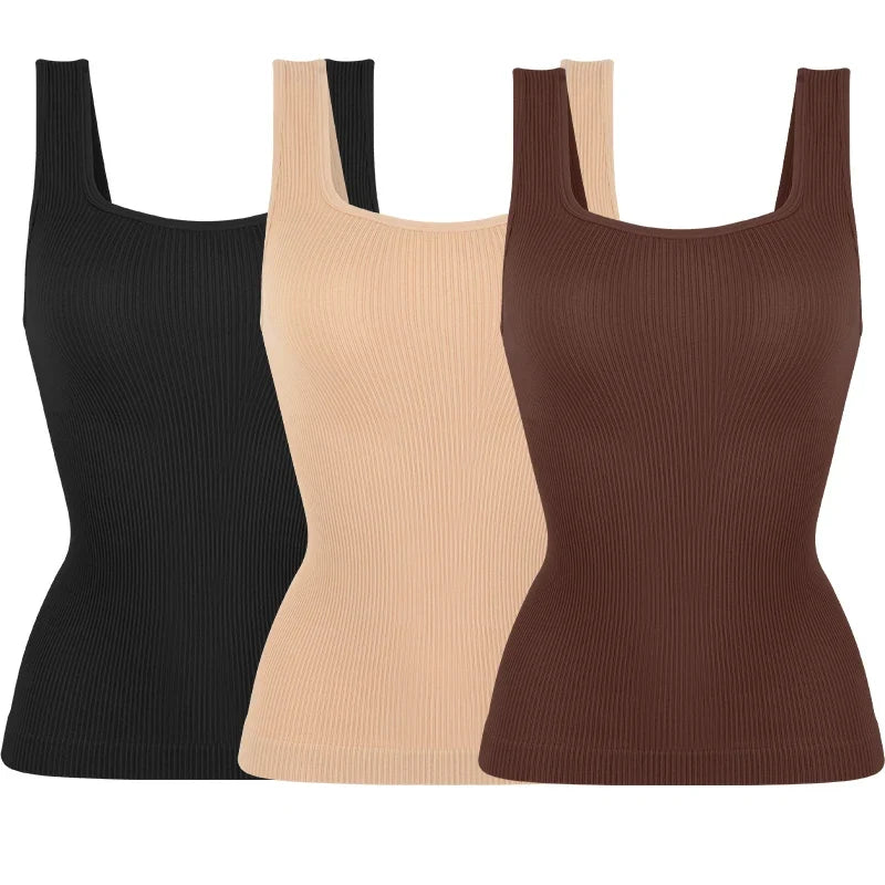 3PCS Square Neck Shapewear Tank Tops for Women Shapewear Tank Tops for Women Compression Tanks Body Shaper Camisole Cami Tops