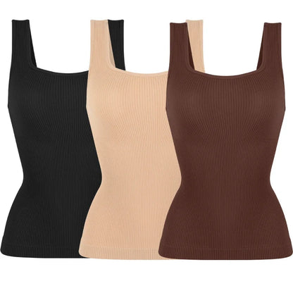 3PCS Square Neck Shapewear Tank Tops for Women Shapewear Tank Tops for Women Compression Tanks Body Shaper Camisole Cami Tops
