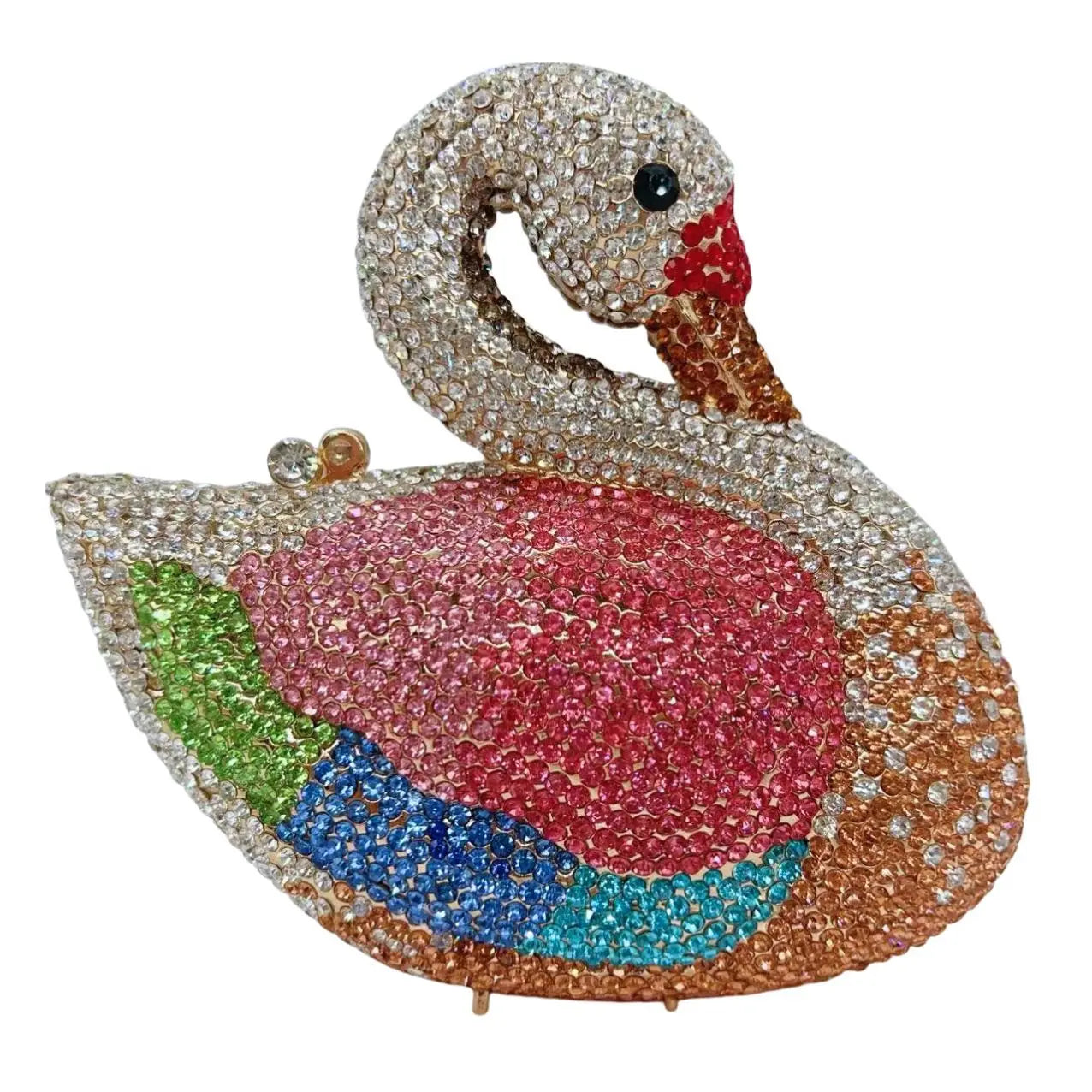 Swan Shaped Crystals Evening Bags New Women Sparkling Rhinestone Metal Clutch Luxury Bridal Purses Wedding Party Handbags