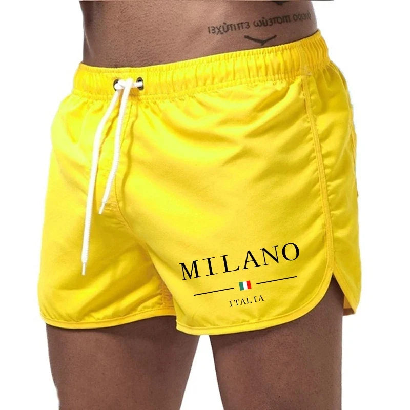2026 Summer Men's Beach Shorts Urban Print Beach Trunks Jogging Casual Pants Quick Drying Swimming Homme Surf Lightweight Shorts